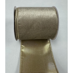 Velvet Beige with Gold Wired Edge 4" 10y.